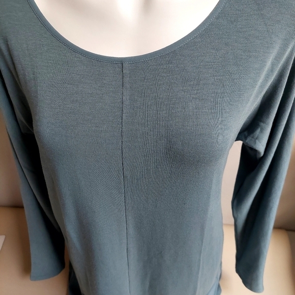 Soft Surroundings Blue Long Sleeve Tunic Top Oversize S Asymmetrical Chiffon - Picture 10 of 12